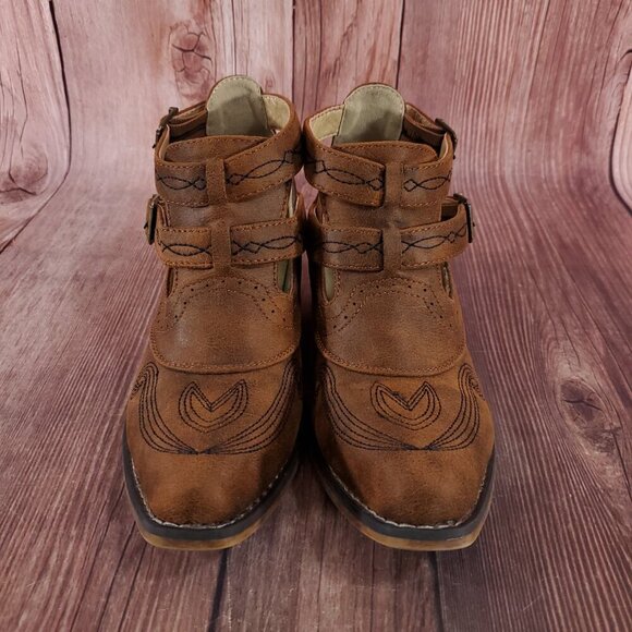 *READ* Roper Womens Size 6 Willa Embroidery Snip Toe Casual Ankle Boots Brown - Picture 4 of 16